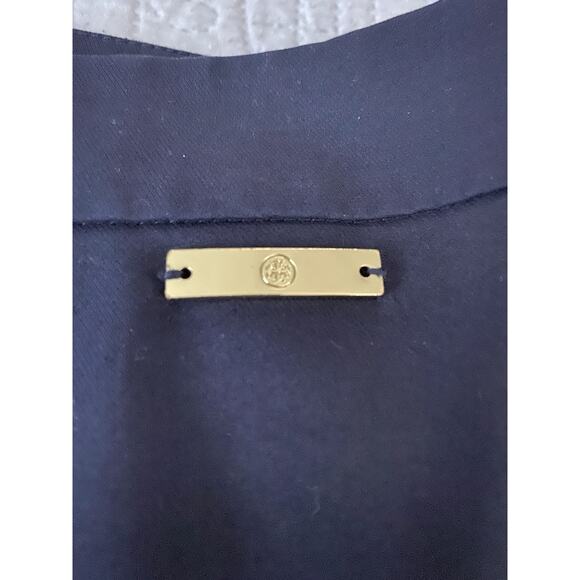 Tory Burch Sz 6 Skinny Callie Navy Blue Pockets Front Seam Ankle Crop Pants - Picture 4 of 10